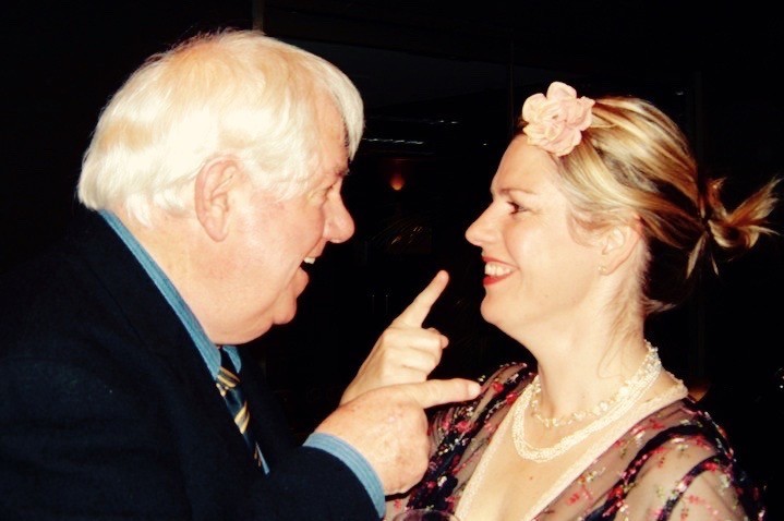 Jazz musician Len Barnard and his daughter Rebecca Barnard, look at each other smiling