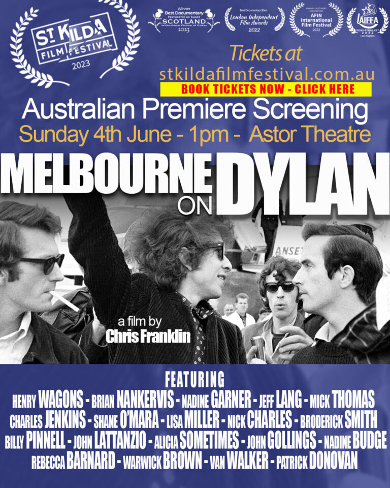Movie Poster advertising the Australian premiere of Melbourne on Dylan